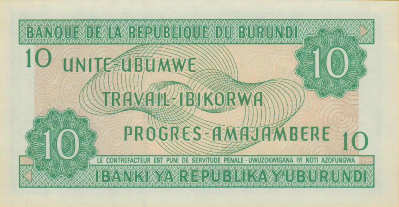 Burundi 10 1989 UNC P-33/b
